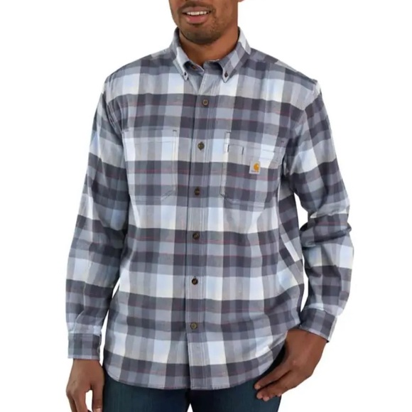 Carhartt Shirt Relaxed Fit Flannel Rugged Flex 
Men's XL Folkstone Gray 104909 - Picture 1 of 10